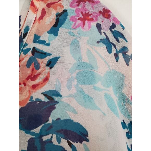 Torrid Blouse 0 Plus Size Womens Pullover Sheer Multicolor Floral Cap Sleeve - Picture 3 of 4